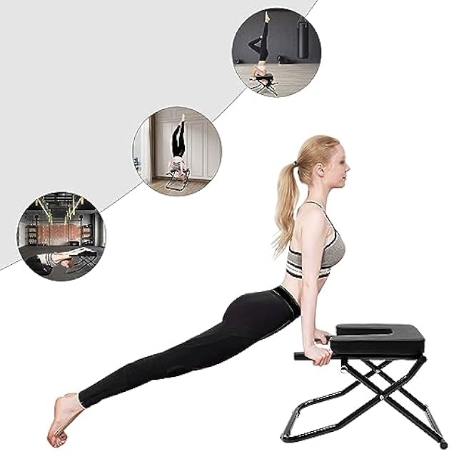 LYNICESHOP Yoga Headstand Bench, Inversion Chair for Headstand & Shoulderstand, Foldable Yoga Trainer for Balance & Strength, 330 lbs Capacity, Portable Home Gym Equipment