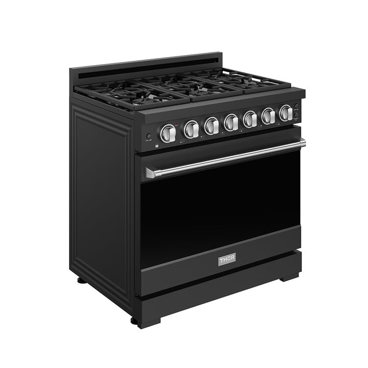 Image of Gordon Ramsay by THOR Kitchen 36-Inch Professional LP Range with Precision Knob Control in Black and Stainless Steel