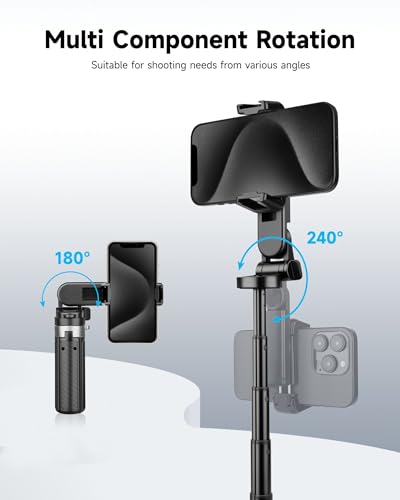 Victiv Selfie Stick & Handy Stativ, Ultratragbar Mini-Stativ für Smartphone, mit Wiederaufladbarer Fernbedienung, 360° Drehbarer Handyhalter für iPhone16 15 14 Pro Max, Samsung, Huawei, 2 Kaltschuh
