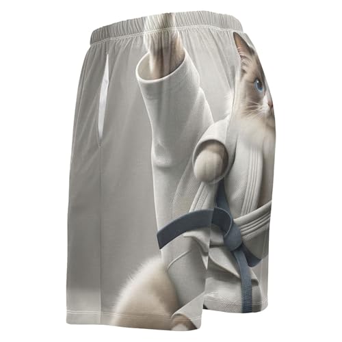 Colorful Pajama Mens Shorts Athletic Pj Sleep Shorts Funny Soft Comfy Kung Fu Cat Ragdoll S3