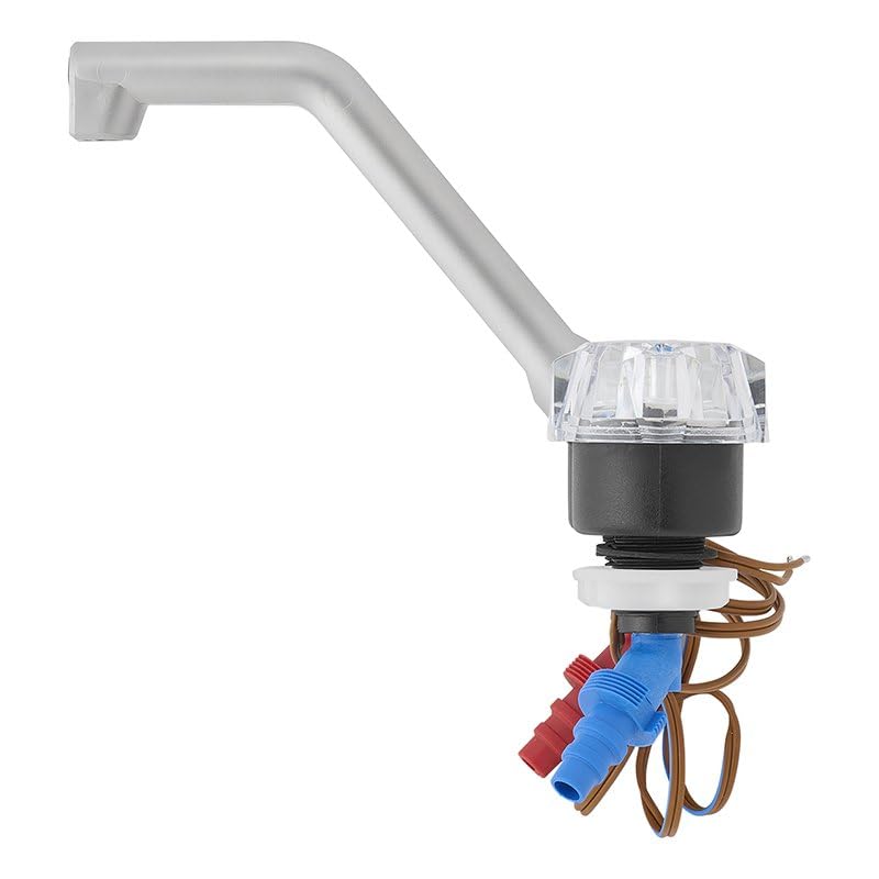 Grifo mezclador giratorio para autocaravana y barco (diámetro de 20 mm), color negro y cromo