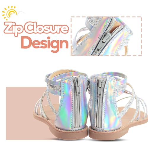 Image of Vonair Girls Sandals Strappy Gladiator with Zipper Comfort Summer Shoes