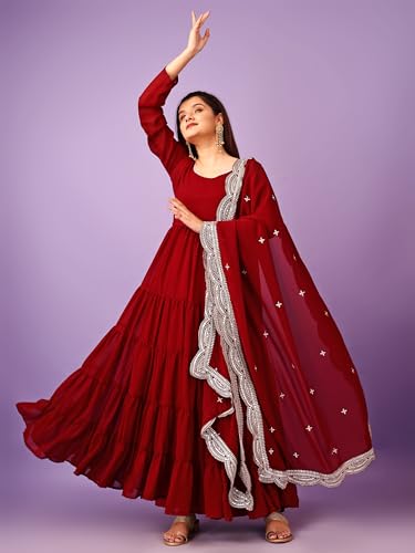 Image of Wedani Georgette Sequins Work Anarkali Kurta Set for Women