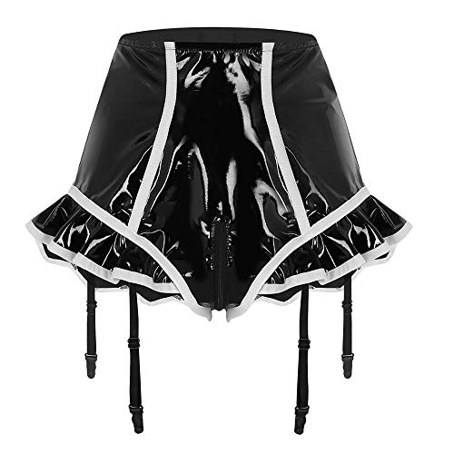 Sexy Lingerie Dames Latex Ondergoed Gevoerd Lederen Rits Trainingspakken Hoge Taille Trainingspakken Met Jarretel - Image 4