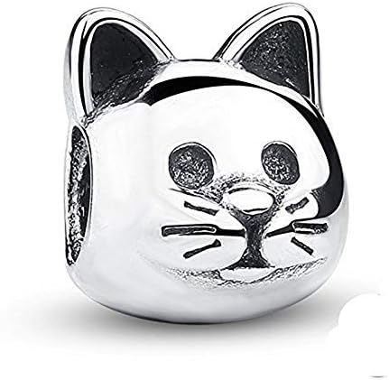 Lucky Animals Head Charm Authentic 925 Sterling Silver Pet Charms for European Bracelet (cat)