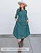 ZESICA Women's 2025 Fall Long Sleeve Maxi Dress V Neck Hollow Out Eyelet A Line Long Flowy Casual Party Dresses Teal Medium