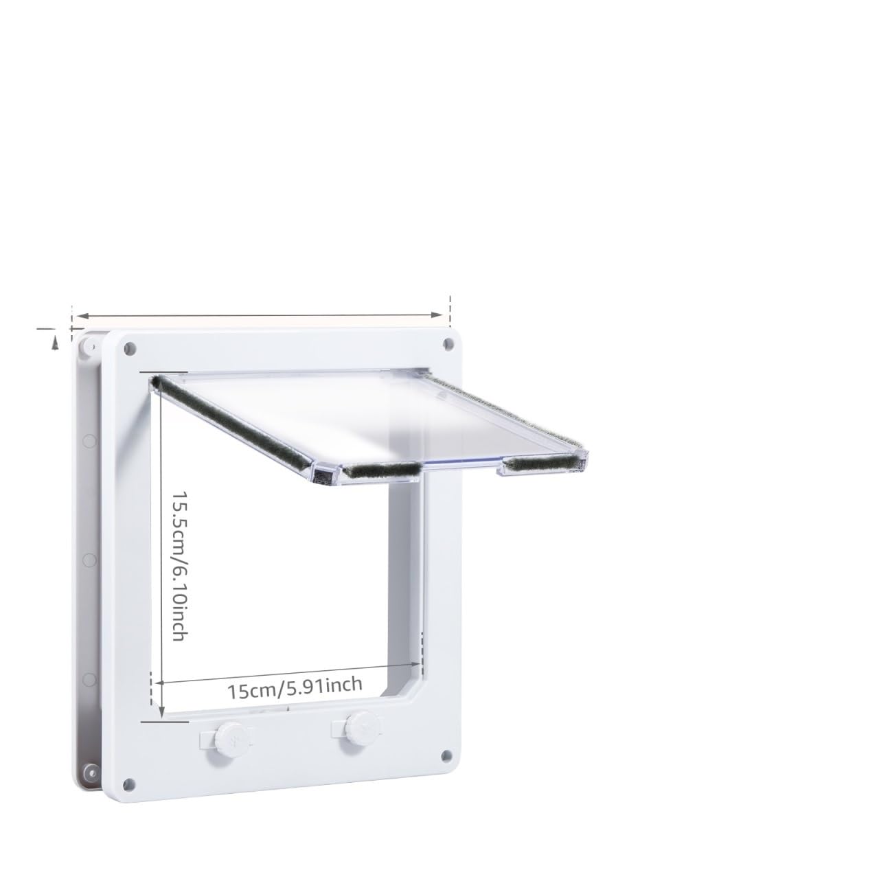 Chatiere pour Chat Porte intérieure en Plastique Blanc for Animaux de Compagnie, avec Verrouillage à 4 Voies, Accessoire sécurité for Chiot, Fournitures Porte pour Porte(White-M)