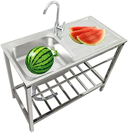 Stainless Steel Laundry Sink, 1 Compartment Single Bowl Kitchen Utility Sink, Commercial Workstation Sink Basin for Outdoor Garage Restaurant Kitchen Room, Inner Size 13.8"L x 12.2" W x 6.3"D