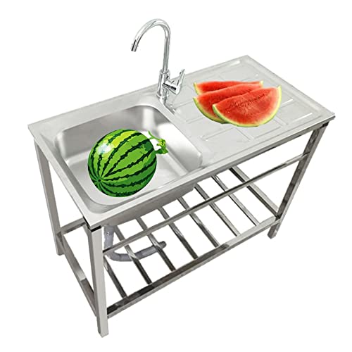Stainless Steel Laundry Sink, 1 Compartment Single Bowl Kitchen Utility Sink, Commercial Workstation Sink Basin For Outdoor Garage Restaurant Kitchen Room, Inner Size 13.8"L X 12.2" W X 6.3"D #TOP6