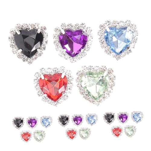 Botones de rincón corazón de cristal con base plana para coser ropa 2