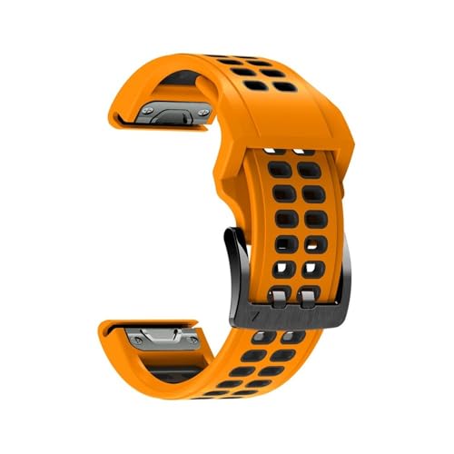 guoren Correa de Reloj de Silicona de 22MM y 26MM fit for Garmin Fenix ​​7X 7 6X 6 Pro Fenix ​​5X 5 Plus Forerunner 945(Orange Black,22mm)