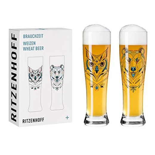 Ritzenhoff 3481001 Verre à bière de blé 500 ml - set de 2 - série Brauchzeit Set N° 1, 2 pièces avec impression numérique multicolore