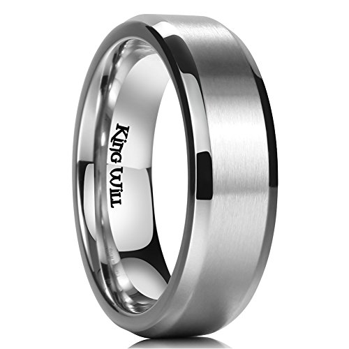 King Will Basic 7mm Titanium Ring Matte Finished Wedding Band Comfort Fit Beveled Edge 10
