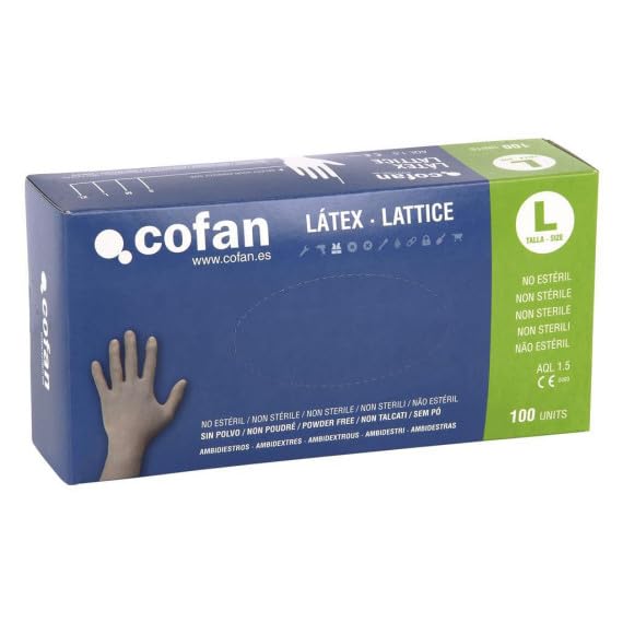 Caja de 100 guantes de látex Sin Polvo Muy Resistentes 100% de látex en Varias Medidas -