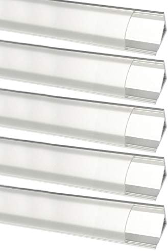 LightingWill Clear LED Aluminum Channel V Shape Corner Mounted 3.3Ft/1M 5 Pack Sliver Extrusion for <12mm 5050 3528 LED Flex/Hard Strip Lights with Covers, End Caps, and Mounting Clips TP-V02S5
