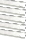 LightingWill Clear LED Aluminum Channel V Shape Corner Mounted 3.3Ft/1M 5 Pack Sliver Extrusion for