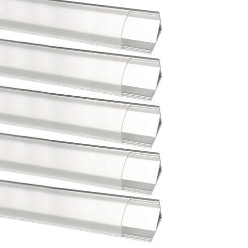 Lightingwill Clear Led Aluminum Channel V Shape Corner Mounted 3.3Ft/1M 5 Pack Sliver Extrusion For <12Mm 5050 3528 Led Flex/Hard Strip Lights With Covers, End Caps, And Mounting Clips Tp-V02S5 #TOP20