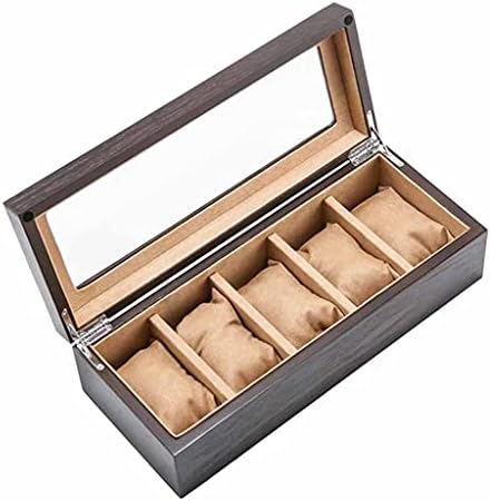 LUKEO Wood Watch Storage Boxes Case With Window Pewter Veneer Mechanical Watch Display Organizer Holder Gift Cases (Color : E)