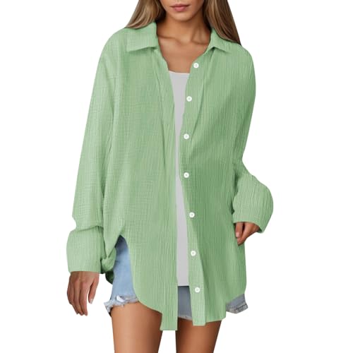 Camisa Holgada de Tela Transpirable de Talla Grande para Mujer, Estilo Casual y Moderno, de algodón, Suave y Ajuste Relajado, Ideal para Vacaciones, Verano Estilo Urbano