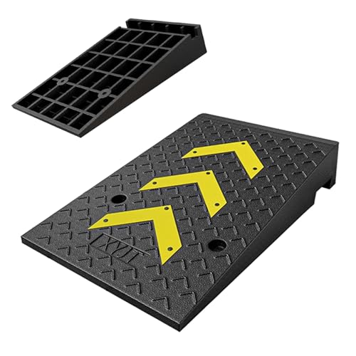 Rampas de borde de acera de caucho para entrada de vehículos, rampa umbral resistente antideslizante con estructura de rejilla estable, para automóviles, sillas de ruedas, bicicletas y motocicletas (50x80x21 cm) miniatura 1