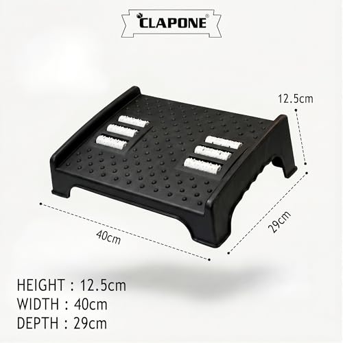 Image of Foot Rest for Office Chair with Acupressure Points & Roller | Under Desk Footrest for Office Table, Home, Sofa & Work Desk Under Desk Footrest with Acupressure & Roller (Black, Foot Rest)