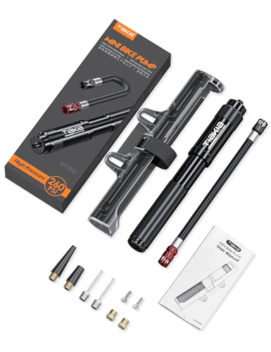 Tiakia Fahrradpumpe Klein 260PSI für Presta Schrader Dunlop Ventile – Ansicht 9
