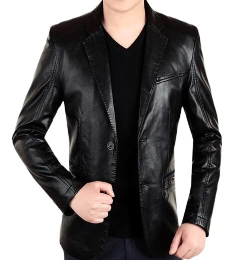 Leather Blazer for Men - Men's Genuine Leather Coat Slim Fit Sports Suit, Western Casual Suits in Maroon Tan and Black