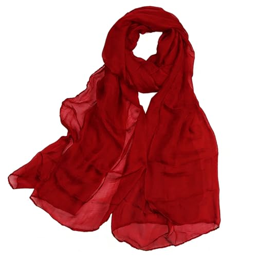 InfiniZer Chiffon Scarf for Women 70x170cm Large Plain Headscarf Soft Sheer Head Wrap for Hair Elegant Hijab Shawl for Wedding & Party (Burgundy)