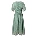 Shusuen Womens Boho Floral Printed Chiffon Dresses 2025 Elegant V-Neck Belted Summer Wedding Prom Cocktail Midi Dress（2-Mint Green,Small）