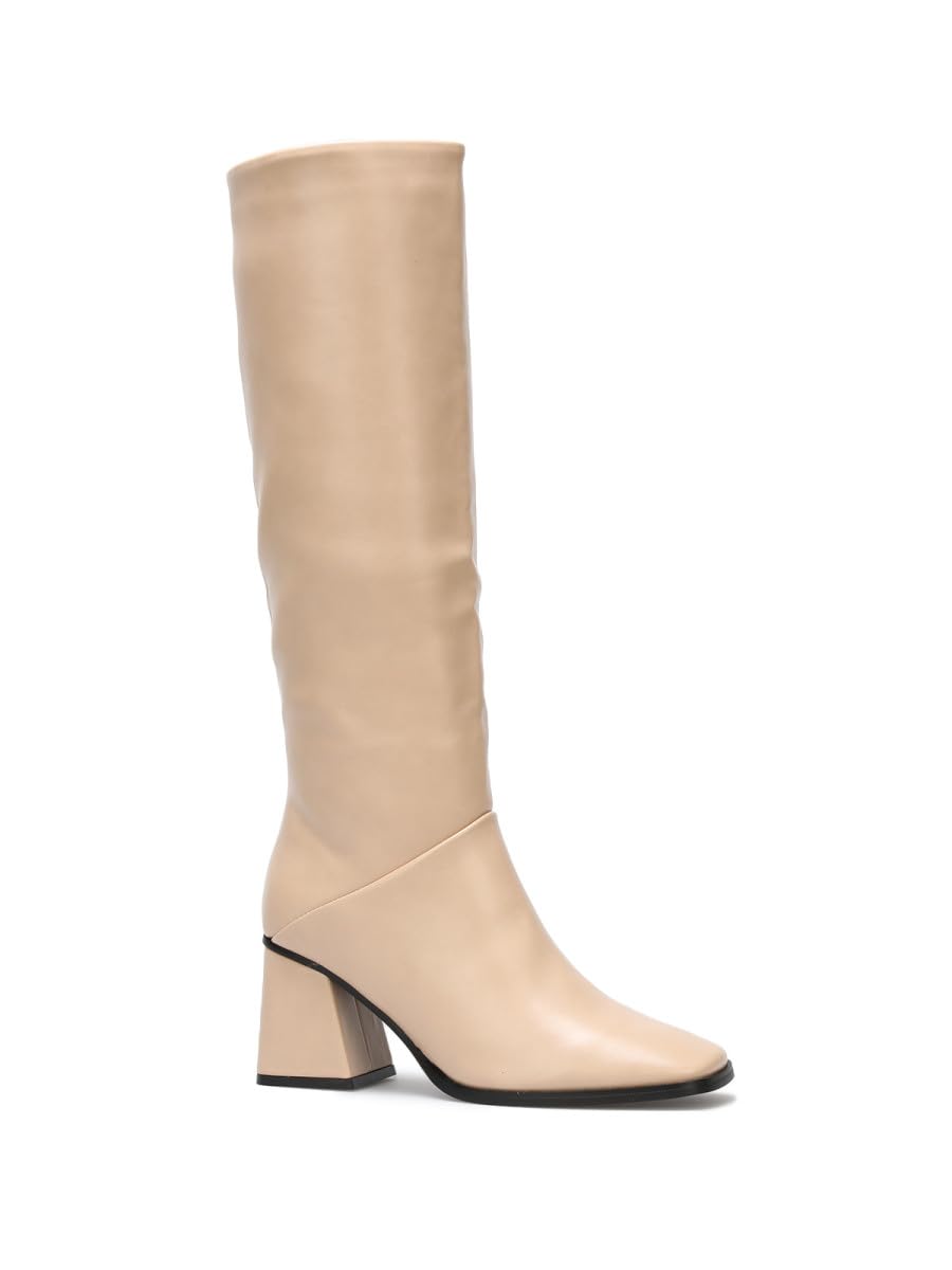 La Modeuse - Stivali in similpelle con tacco a trapezio con cerniera