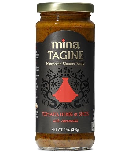 Mina Tagine Moroccan Fish Simmer Sauce Sauce, 12 oz - Tomato, Herbs & Spices, Moroccan Chermoula Sauce, Made with Lemon & Olive Oil, Tagine Seasoning, Moroccan Spices