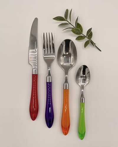 Image of Gypsy Color Rainbow Mix & Match Stainless Steel Flatware Collection, Set of 16