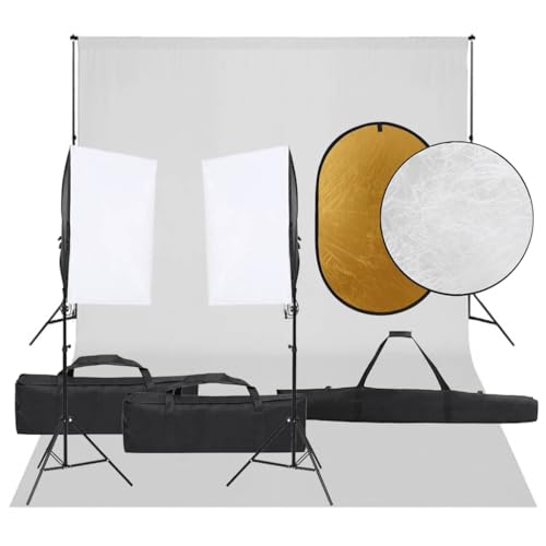 Kit studio photo complet avec flash, toile coton 5x3m et softbox pour portrait