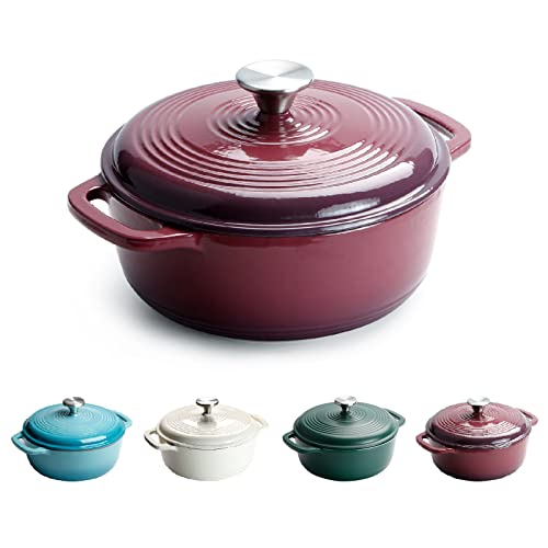 Ollas De Hierro Con Tapa, Cazuela De Hierro Fundido, Redonda, 22cm, 3l - Horno Holandés Hierro Fundido Esmaltado Morado Ollas De Hierro Con Tapa, Cazuela De Hierro Fundido, Redonda, 22cm, 3l - Horno Holandés Hierro Fundido Esmaltado Morado