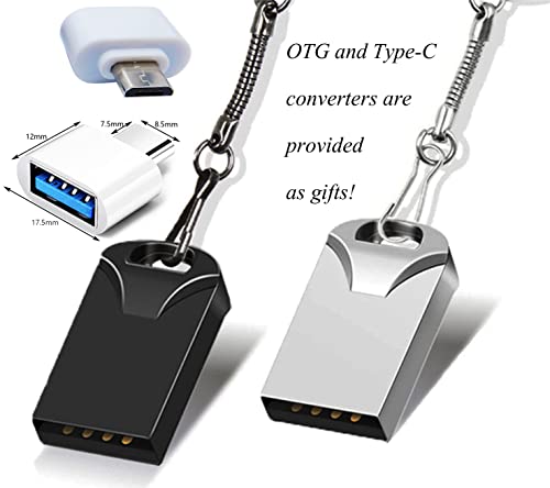 Mini 4Gb Usb Flash Drives Memory Sticks Thumb Drive With Otg & Type-C/Usb C Adaptor (Silver) #TOP2