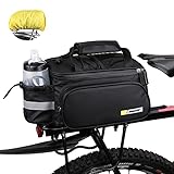 Rhinowalk Bike Trunk Bag 10L Bicycle Pannier Rear Rack Carrier Bag Bike Luggage Commuter Bag with Rain Cover Shoulder Strap