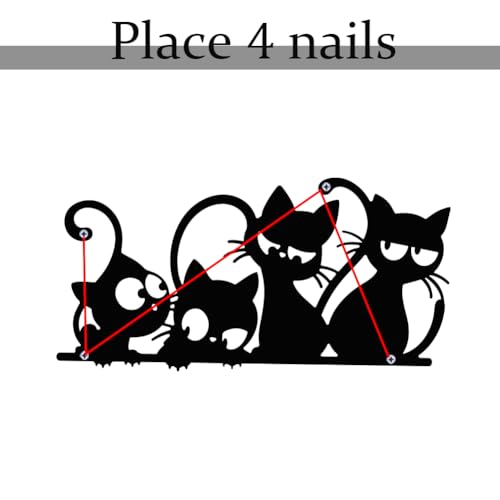 Acrnigheet Cat Metal Wall Art Decor Home Wall Decor Minimalist Cute Cat Wall Decor Black Cat Wall Decorations Modern Wall Hanging Decor For Living Room Bedroom Kitchen Garden Black thumb #6