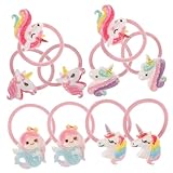 DECOMELODY 5pairs Unicorn Scrunchie Hair Ties for Girls Tail Holders Hair Accessories Ropes Bands