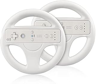 Steering Wheel for Nintendo Wii and Wii U Remote Controller, 2 Pack Racing Wheels Games Accessories for Mario Kart (White)