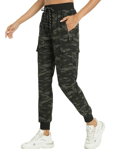 Image of Women's Joggers with Pockets, Hiking Cargo Water Resistant Lightweight Pants for Women Workout Athletic Travel Camping