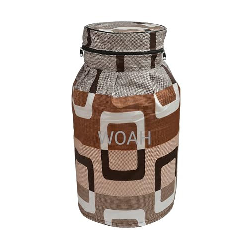 Image of Woah Cotton DustProof and Dustproof LPG Gas Cylinder Cover| Top Design Stain| Dust| DustProof PVC LPG Gas Cylinder Cover, Polyester Gas Tank Cover Fits StandardG (Pack of 2, Brown Box)