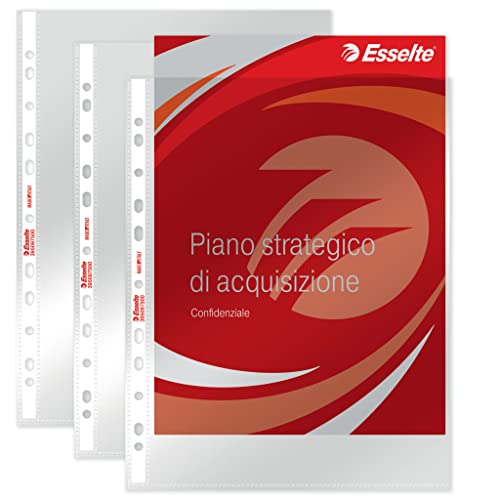 Esselte Deluxe 50 Buste trasparenti raccoglitori anelli A4 PPL Lucido