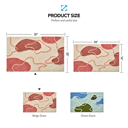 Bathroom Rug, Extra Soft And Shaggy Bath Rug, Ultra Absorbent Microfiber Bathroom Floor Mat, Machine Wash, Bath Mats For Bathroom Non Slip For Tub, Shower, And Bath Room (20"X 32", Beige & Red) #TOP5