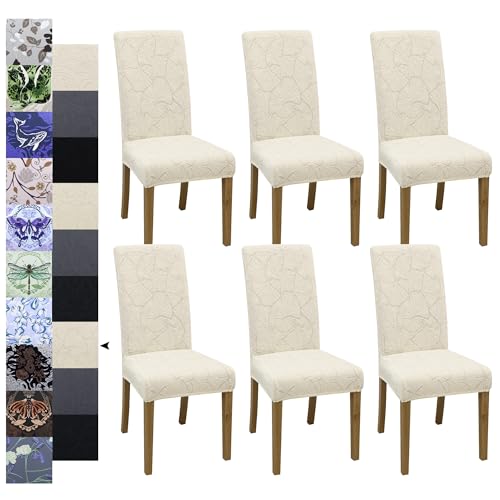 Dining Chair Covers, Dining Room Chair Cover Set of 6, Stretch Kitchen Chair Covers, Detachable Washable Chair Cover, Parsons Chair Slipcovers Protective, for Home, Restaurant, Banquet