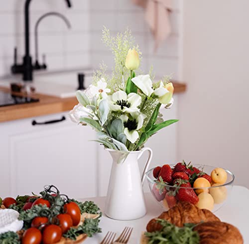 Ipopu Fake Flowers Bouquet, Artificial Tulip Bouquet Silk Flowers Artificial Flowers Arrangement Wedding Bouquets For Home Kitchen Dining Table Garden Party Decor(White Green) #TOP1