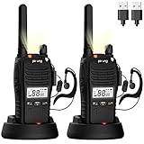 Pofung PT88 PRO Walkie Talkie Professionelles PMR446 Lizenzfreies tragbares wiederaufladbares Funkgerät 16CH mit LED-Anzeige, blinkendem Alarm, TOT, CTCSS/DCS, VOX und USB-Ladestation (2 Stück)