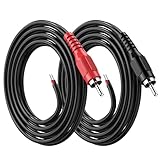 RCA to Speaker Wire Adapter, 18AWG 2 Pack 3ft RCA Male Plug to Bare Cable Open End, UIInosoo Audio Cable, Red and Black