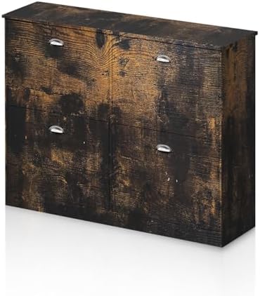 Slim Hidden Shoe Cabinet, Narrow 4-Door Shoe Rack for Entryway, Foyer, Hallway & Bedroom - Space-Saving Storage Solution for Shoes & Accessories