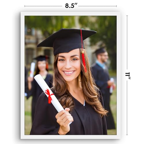 Image of Americanflat 8.5x11 Picture Frame with Shatter-Resistant Glass - Streamline Collection - Thin Border Photo Frame for Tabletop and Wall Display - Hanging Hardware and Easel Stand Included - White