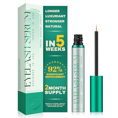 TUDPA Eyelash Growth Serum: Promotes natural lash growth for longer, thicker, and stronger lashes while nourishing lash health. Vegan, cruelty-free & gentle on sensitive eyes. 3mL (2-month supply)